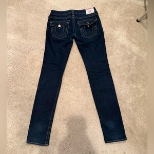 Y2K True Religion Women's Dark Blue Skinny Jeans size 27